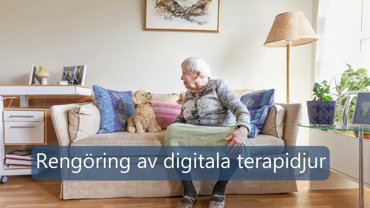 Gun och robothunden på omslaget till guiden Rengöring av digitala terapidjur