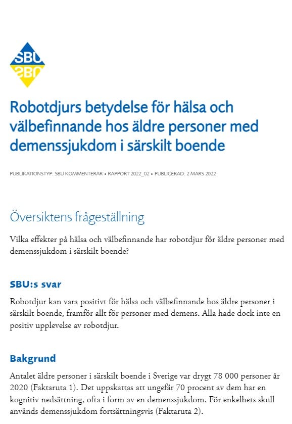 SBU forskning robotdjur